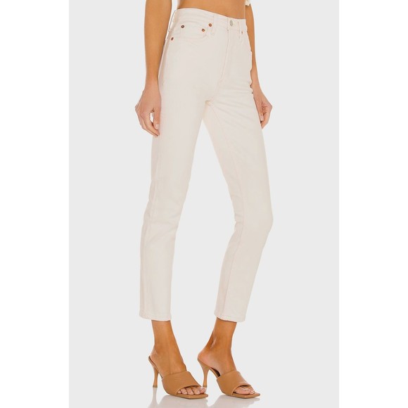 RE/DONE REDONE Originals 90s High Rise Ankle Crop Cream Vintage White Sz 24 / 0 - Picture 9 of 11